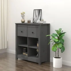 Online vidaXL Skänk 70x35x80 cm massiv furu Grå