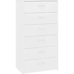 vidaXL Skänk med 6 lådor vit 50x34x96 cm konstruerat trä