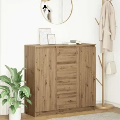 Outlet vidaXL Skänk med lådor hantverksmässig ek 100,5x35x98,5 cm artisan ek