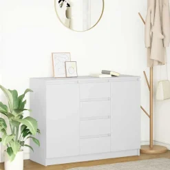 vidaXL Skänk med lådor vit 100,5x35x76 cm konstruerat trä