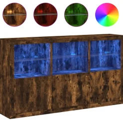 Sale vidaXL Skänk med LED-belysning 181,5x37x100 cm Rökfärgad ek