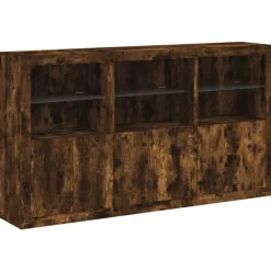 Sale vidaXL Skänk med LED-belysning 181,5x37x100 cm Rökfärgad ek
