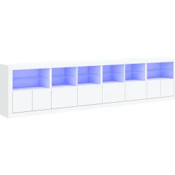 vidaXL Skänk med LED-belysning vit 283x37x67 cm