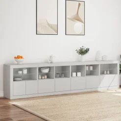 vidaXL Skänk med LED-belysning vit 283x37x67 cm
