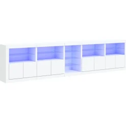 vidaXL Skänk med LED-belysning vit 283x37x67 cm