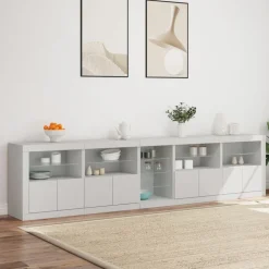 vidaXL Skänk med LED-belysning vit 283x37x67 cm