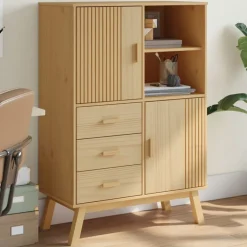 vidaXL Skänk OLDEN brun 85x43x125 cm massiv furu