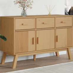 Hot vidaXL Skänk OLDEN 114x43x73,5 cm massiv furu Brun