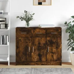 vidaXL Skänk rökfärgad ek 91x28x75 cm konstruerat trä