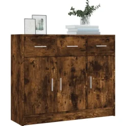 vidaXL Skänk rökfärgad ek 91x28x75 cm konstruerat trä