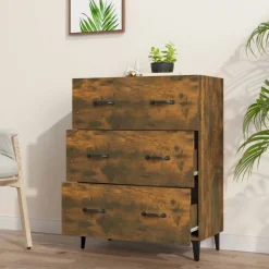 vidaXL Skänk rökfärgad ek 69,5x34x90 cm konstruerat trä