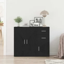 vidaXL Skänk svart ek 91x29,5x75 cm konstruerat trä