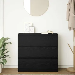 New vidaXL Skänk 80x35x76 cm konstruerat trä Svart ek
