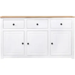 Best vidaXL Skänk 135x40x80 cm massiv furu panama Vit