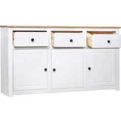 Best vidaXL Skänk 135x40x80 cm massiv furu panama Vit