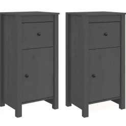 Hot vidaXL Skänkar 2 st 40x35x80 cm massiv furu Grå