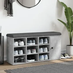 vidaXL Skobänk betonggrå 102x32x50 cm konstruerat trä