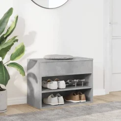 Outlet vidaXL Skobänk 60x30x45 cm konstruerat trä Betonggrå