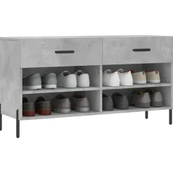 Outlet vidaXL Skobänk 102x35x55 cm konstruerat trä Betonggrå