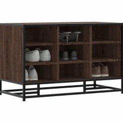vidaXL Skobänk brun ek 84x40x53,5 cm konstruerat trä och metall