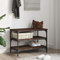 vidaXL Skobänk brun ek 70x38,5x49 cm konstruerat trä