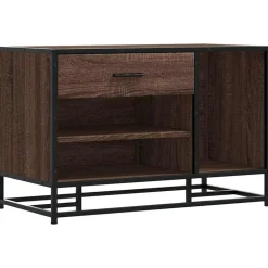 vidaXL Skobänk brun ek 80x40x53,5 cm konstruerat trä och metall