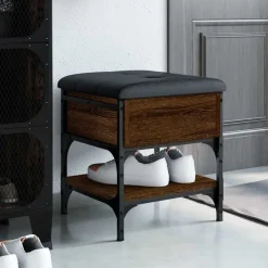 Outlet vidaXL Skobänk 42x42x45 cm konstruerat trä brun ek