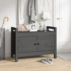 Outlet vidaXL Skobänk 80x40x60 cm massiv furu Grå