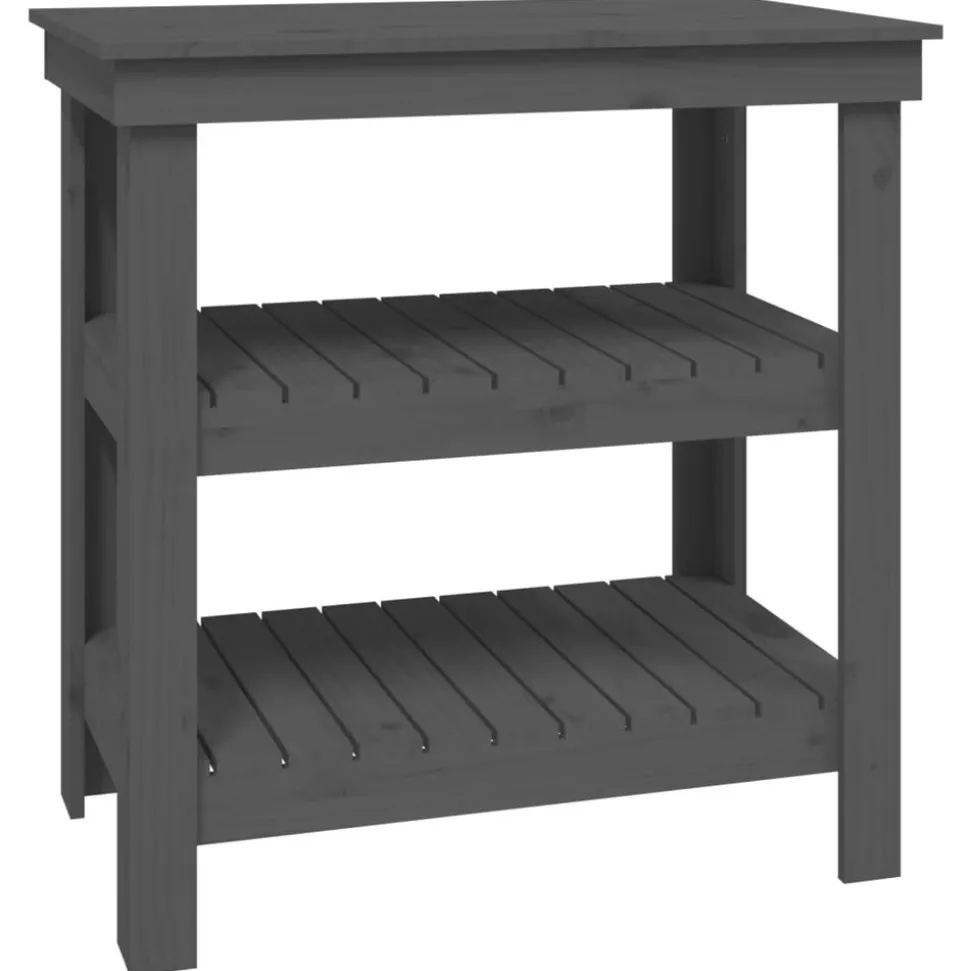 vidaXL Skobänk grå 78,5x50x80 cm massiv furu
