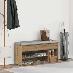 vidaXL Skobänk hantverksmässig ek 102x30,5x45 cm konstruerat trä