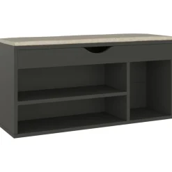 Hot vidaXL Skobänk med dyna 104x30x49 cm konstruerat trä Grå