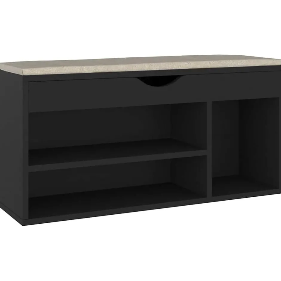 Discount vidaXL Skobänk med dyna 104x30x49 cm konstruerat trä Svart