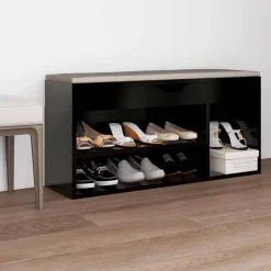Discount vidaXL Skobänk med dyna 104x30x49 cm konstruerat trä Svart