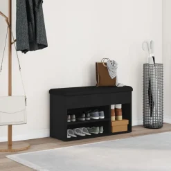 vidaXL Skobänk med hylla Svart 80 x 30 x 45 cm Konstruerat trä