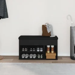 vidaXL Skobänk med hylla Svart 80 x 30 x 45 cm Konstruerat trä