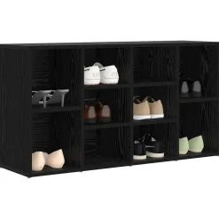 vidaXL Skobänk med hylla Svart Ek 103 x 30 x 54,5 cm Konstruerat trä