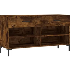 vidaXL Skobänk rökfärgad ek 102x35x55 cm konstruerat trä