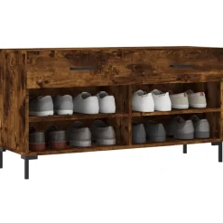 vidaXL Skobänk rökfärgad ek 102x35x55 cm konstruerat trä
