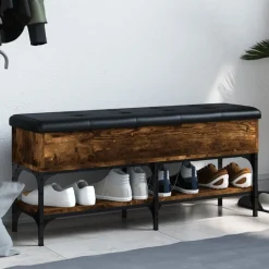 Outlet vidaXL Skobänk 102x32x45 cm konstruerat trä Rökfärgad ek