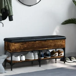 Outlet vidaXL Skobänk 102x32x45 cm konstruerat trä Rökfärgad ek