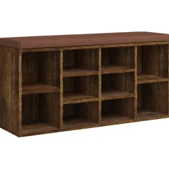 vidaXL Skobänk rökfärgad ek 103x30x48 cm konstruerat trä