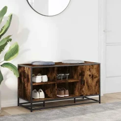 Outlet vidaXL Skobänk 100x40x53,5 cm konstruerat trä och metall Rökfärgad ek
