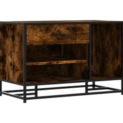 vidaXL Skobänk rökfärgad ek 80x40x53,5 cm konstruerat trä och metall