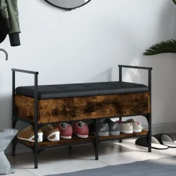 vidaXL Skobänk rökfärgad ek 85,5x42x57,5 cm konstruerat trä