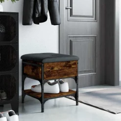 Sale vidaXL Skobänk 42x42x45 cm konstruerat trä Rökfärgad ek