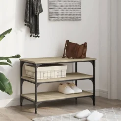 Hot vidaXL Skobänk sonoma-ek 70x38,5x49 cm konstruerat trä Sonoma ek