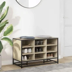 vidaXL Skobänk sonoma-ek 84x40x53,5 cm konstruerat trä och metall