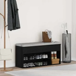 Online vidaXL Skobänk 102x30,5x45 cm konstruerat trä Svart ek