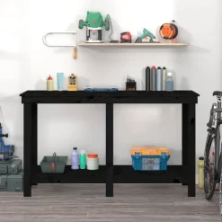 Online vidaXL Skobänk 140x50x80 cm massiv furu Svart