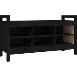 Sale vidaXL Skobänk 110x40x60 cm massiv furu Svart